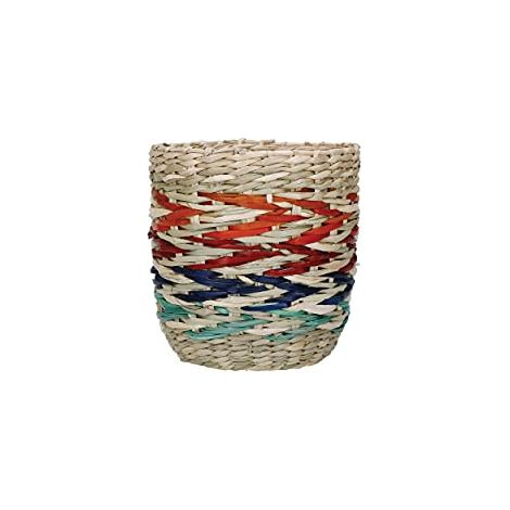 Kitchen Craft Vaso per piante de Seagrass, Vaso intrecciato con disegno a strisce arcobaleno de, 11 x 11 x 11 cm (1/4)