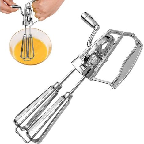 Batidora de huevos - Batidora de mano - Repostería y cocina - Cabezales de mezcla dobles - 25,5 cm - Plateada (1/5)