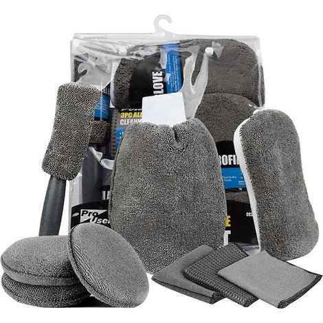 Kit de nettoyage auto 9 pièces, ensemble d'outils de nettoyage en microfibre pour l'intérieur et l'extérieur de votre voiture. (1/4)