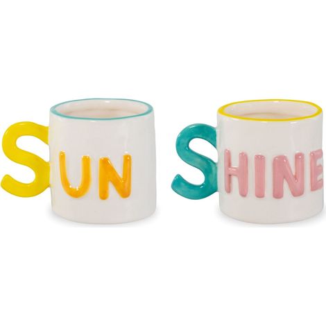 WD LifeStyle Set 2 Tazzine Caffé in Stoneware 100 Ml Decoro Sun Shine