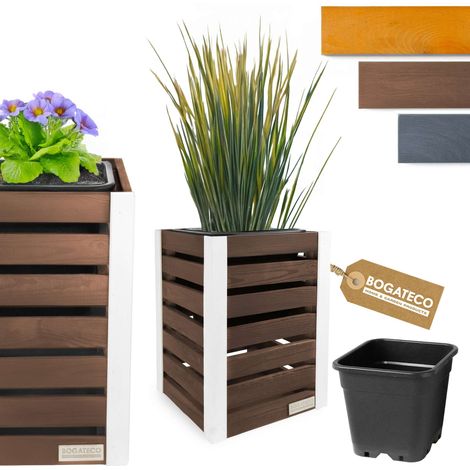 Jardinière Bois Bogateco 59x36x36 cm avec Bac Brun Foncé (1/5)