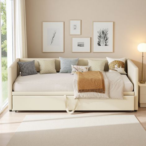 Canapé Lit Convertible 90/180 x 200 cm, Canapé Lit 2 Places Extensible avec Sommier à Lattes, Canapé Convertible Extensible pour Salon (Velours) (1/5)