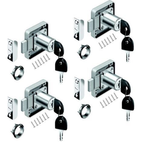 4 pcs Serrure de Tiroir de Bureau, Serrure de Meuble à Cylindre Utilisation pour Fermer des Placards, Tiroir, Armoire ect, Épais et Durable (1/3)
