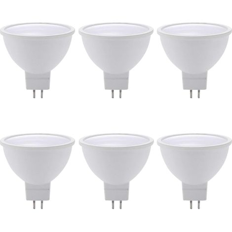 Lot de 6 ampoules LED MR16 5W (culot plat) - Température de couleur : tricolore - Sans scintillement