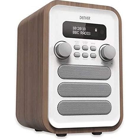 Radio Digital Dab+ y FM. Denver DAB-48WHITE. Radio Despertador. Conexión Bluetooth. Volumen: 2,5 W. Mando a Distancia Incluido. Blanco (1/4)