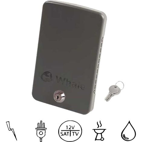 Whale Easi-Slide - Couvercle pour prises extérieures, gris, avec serrure, pour camping-car, van aménagé, vanlife (1/2)