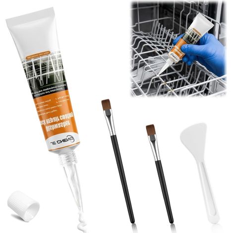 Kit Réparation Panier Lave-Vaisselle, Revêtement Antirouille Imperméable 50 ml, Caoutchouc Liquide Résistant à la Chaleur, pour Réparer Rouille, Revêtement Abîmé et Pointes de Panier (1/5)