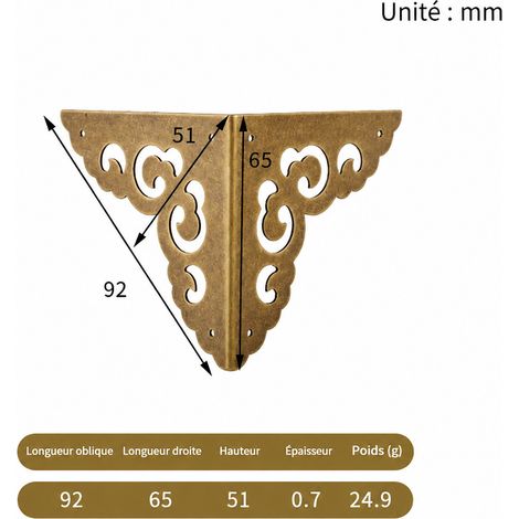 Équerre d’angle 4103 en métal bronze antique 6,5 cm pour deux côtés 4103-6 5cm bronze réf 9,2 × 6,5 × 5,1 cm 25 g – Livraison gratuite