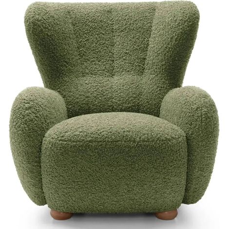 LILI - Fauteuil tissu bouclette - Vert (1/5)