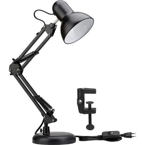 Lampe de Bureau - ZGEER - E27 - Noir - Articulée - 60W (1/4)