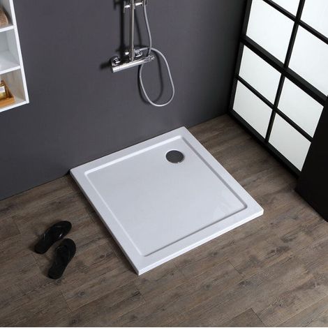 Piatto doccia in resina quadrato 80x80 bordo basso slim 3cm ultra resistente design moderno