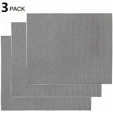 Grille de barbecue,Grille Barbecue Tapis de Cuisson Antiadhésif 3 Pièces - Feuille de Cuisson Réutilisable Résistante à la Chaleur de Gril, pour Le Barbecue D'intérieur et Extérieur (Noir, 42 (1/4)