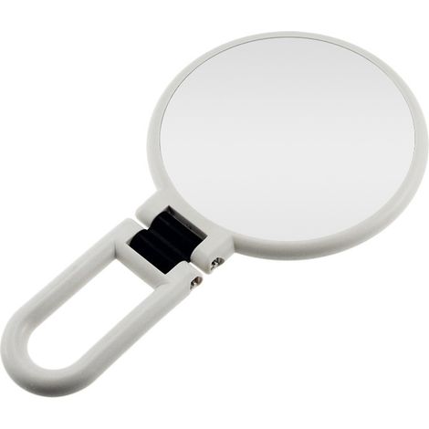 Miroir de maquillage double face, miroir grossissant x5, miroir portable avec poignée pliable/autoportant, miroir de voyage pour filles, miroir de poche portable, miroir pivotant à suspendre et à pose (1/5)