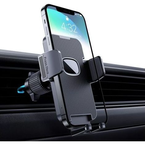 Auto-Handyhalterung [Militärqualität-Clip] 360 Grad drehbare Handyhalterung für Lüftungsschlitze im Auto mit GPS für Smartphones (iPhone, Android) (Schwarz) (1/5)
