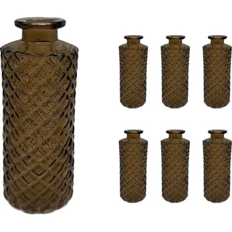 Juego de 6 jarrones decorativos de cristal - Estilo vintage texturizado