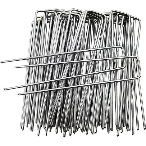 50 Stück U-förmige Gartenheringe 150 mm x 30 mm, Sicherungsstifte aus verzinktem Stahl für Mulchgewebe, Gartenklammern für Unkrautvlies – rostfrei