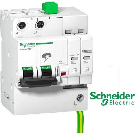 Schneider Electric – A9L16295 – Parafoudre phase neutre type 2 20kA – Autoprotégé avec disjoncteur intégré – Report de signalisation