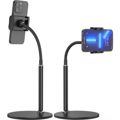 Support pour téléphone portable, support de bureau flexible et réglable à 360° avec base stable, support de bureau ergonomique pour iPhone 14, 13, 12, 11 Pro, Xs Max, XR, X, 8, 7, 6, 6s Plus et Samsun (1/5)