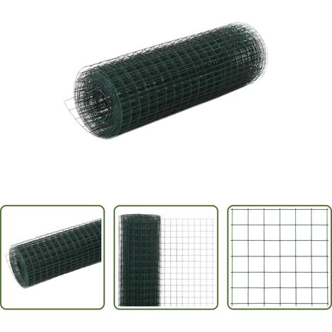 vidaXL Cage - Grillage Acier avec revêtement en PVC 10x0,5 m Vert (1/5)