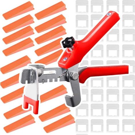 Fliesenverlegesystem mit 1 Zange, 400 Klammern (3 mm), 100 Keilen, wiederverwendbar für die Fliesenverlegung (1/5)