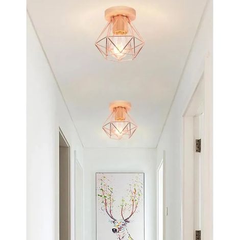 kawoo Lot de 2 Plafonnier en Cage Industrielle Retro E27 Moderne Lampe de Plafonde Vintage designe Simple Style Edison pour Salon (1/4)