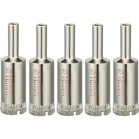 sourcingmap 5pcs Trépan Diamant Foret Scie Cloche 16mm diamant enduit Scie Cloche pour verre carreaux céramique marbre roche porcelaine