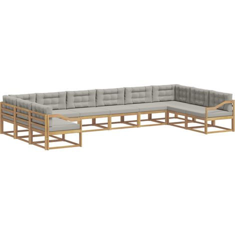Set di divani da esterno 10 pz Bianco e Grigio Chiaro vidaXL (1/5)
