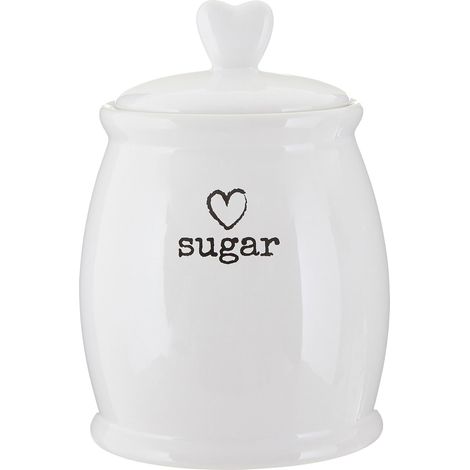 Interiors By Premier Functional Design White Dolomite Sugar Canister, Chic Design Dolomite Canister, Canister For Ingredients (1/4)