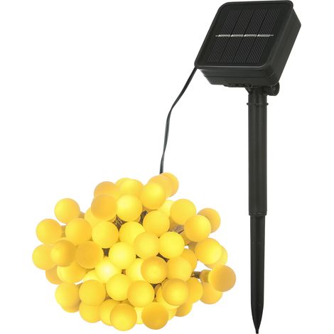 Guirnalda de luces LED solares de 5 m de largo, 30 bombillas, 8 modos, resistente al agua IP44 (blanco cálido). (1/5)