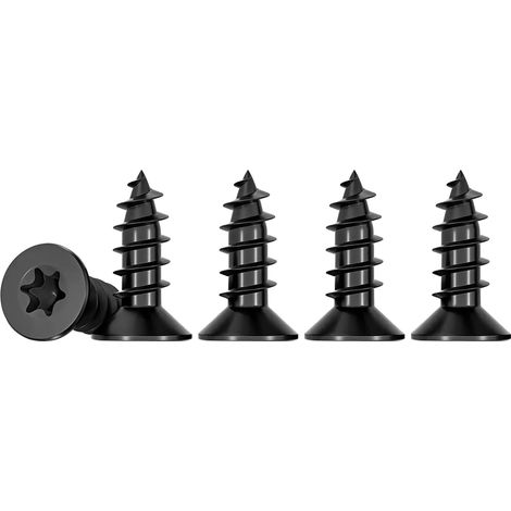 50 vis pour bois Torx, couleur noire, vis M3 x 10 mm, avec tête fraisée, en acier inoxydable A2, filetage complet autotaraudant, vis universelles Torx TX10 (1/5)