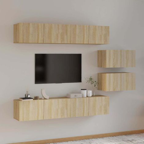 vidaXL 6 Piece TV Cabinet Set Sonoma Oak Engineered Wood (1/5)