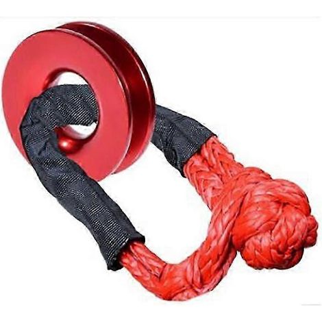 Corde de treuil à manille synthétique de 1/2 pouce + anneau de sauvetage, compatible avec les VTT, les UTV, les SUV, les remorques tout-terrain, les 4x4, les bateaux et les véhicules marins, rouge. (1/5)