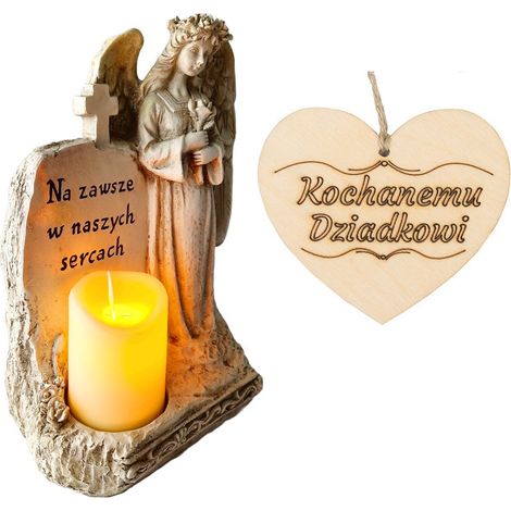Una candela per il nonno, un angelo custode con un'iscrizione e una candela a LED per la tomba. (1/5)