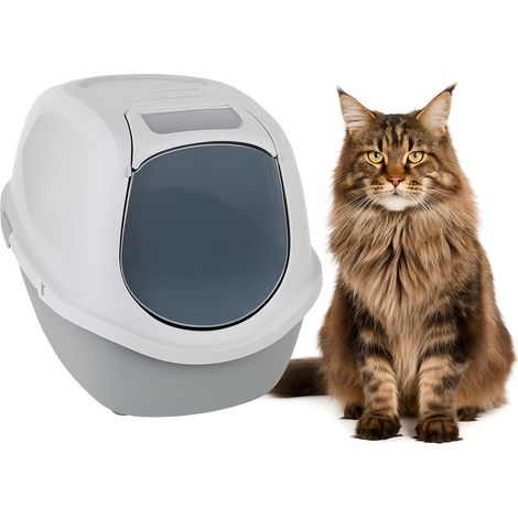 Maison de Toilette Gris XXL - Bac à Litière Fermé - 46x67x49CM - Nettoyage Facile - Filtre Qui réduit Les Mauvaises odeurs - Couvercle Amovible (1/5)