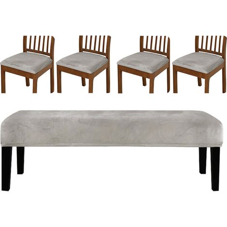 Set di 5 copripiumini in pile di poliestere con fascia color champagne