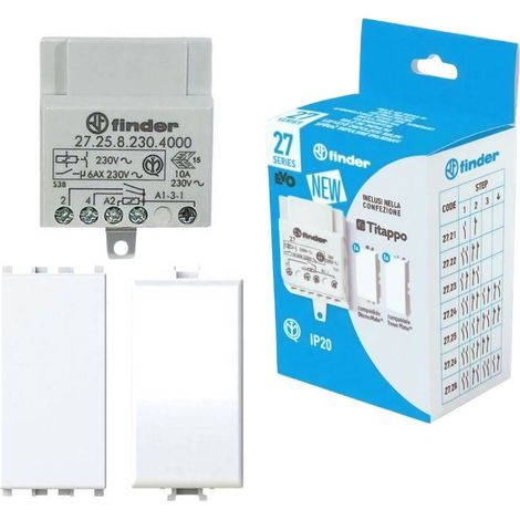 Kit Finder Con Relè E Due Tappi Matix E Vimar ( Finder Cod. 272582304000Poa )