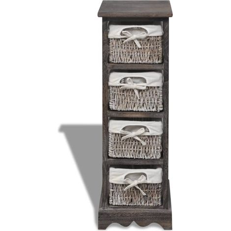 Maison Exclusive - Struttura in Legno con 4 Cestini Intrecciati Marrone
