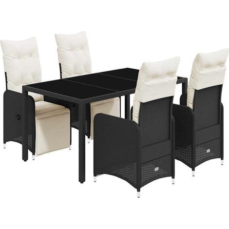 Maison Exclusive - 5-tlg. Garten-Bistro-Set mit Kissen Schwarz Po (1/5)