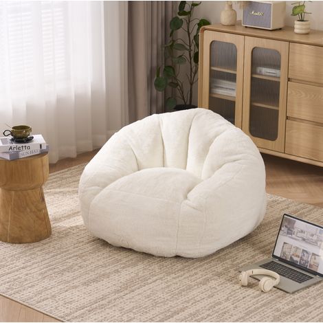 Puff sillón XXL de espuma viscoelástica beige para adultos y niños OKWISH (1/5)