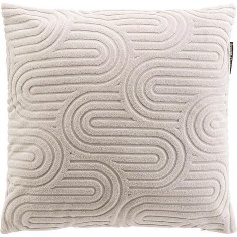 Coussin Déco en Velours "Pila" 45x45cm Beige (1/4)