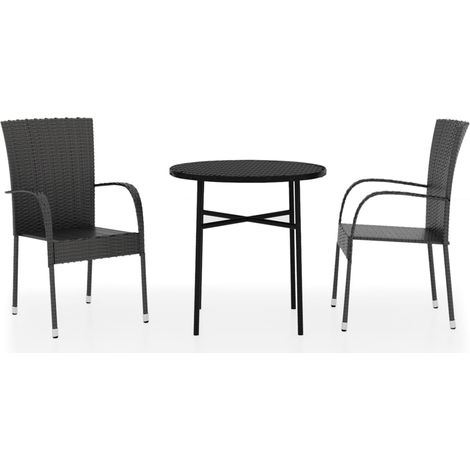 Maison Exclusive - 3-tlg. Garten-Essgruppe Poly Rattan Schwarz