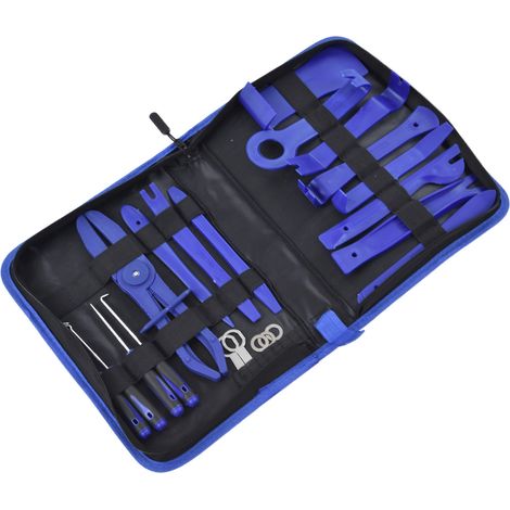 Kit 21 pièces démontage auto, outil levier garniture porte voiture, réparation panneau audio tableau de bord, bleu (1/5)