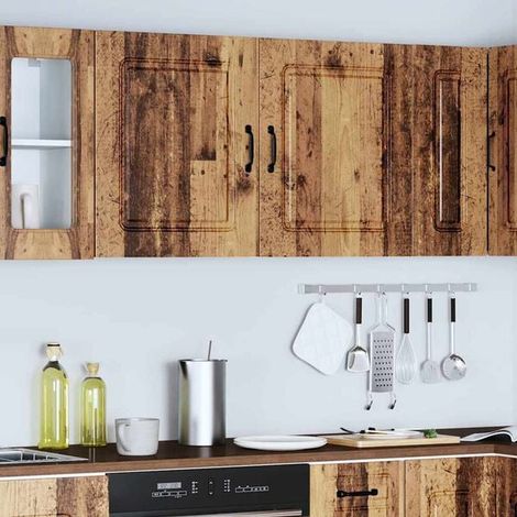 Lot de 2 Étagères Murales de Cuisine en Bois d'Ingénierie Style Rétro Kalmar – Meuble de Rangement Suspendu Robuste et Décoratif (1/5)