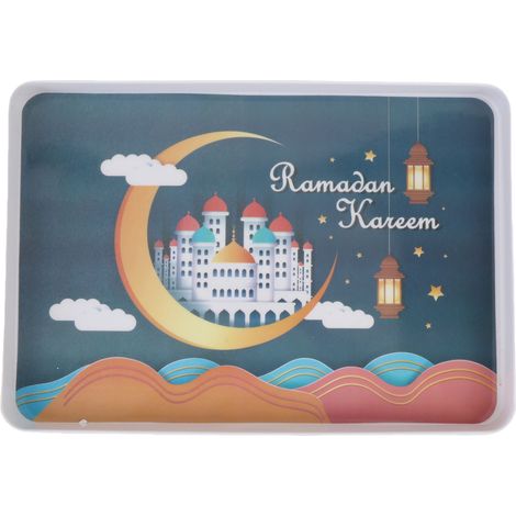 Plateau Service Mélamine Rectangulaire Réutilisable Léger Robuste – En-cas Fruit Desserts Nettoyage Facile 13.8x9.1x1.3in, Bleu (1/5)