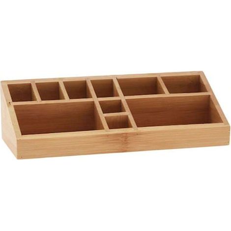 Coffret Rangement Maquillage en Bambou Naturel - Organisateur de Cosmetique avec Tiroirs, Bureau et Vanite, Bois Écologique, Lot de 2, Dimensions Compactes (1/2)