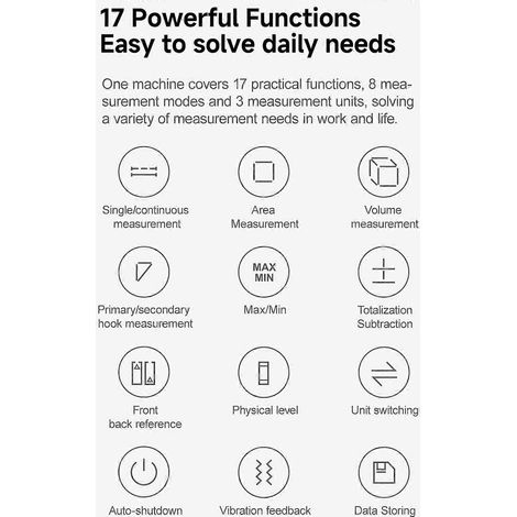 ATuMan LS3 Infrarot-Messgerät mit 2,0"-Display, hochpräziser Entfernungsmesser mit 17 Funktionen, tragbar