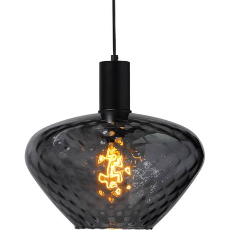 Lampe suspendue noire Porto avec verre fumé Blossom - Ø 30cm - 2710-05-05-8