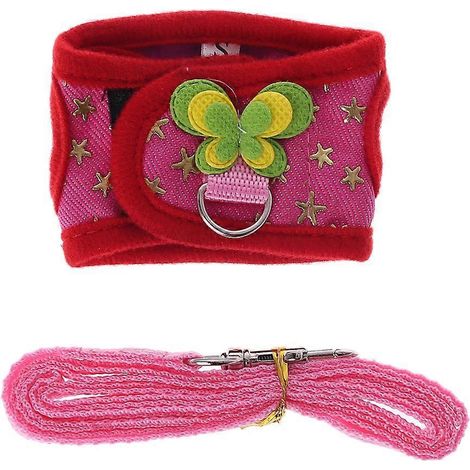 Ensemble harnais laisse gilet chaud réglable pour petit animal rongeur, corde pour hamster lapin, taille S, rose rouge.