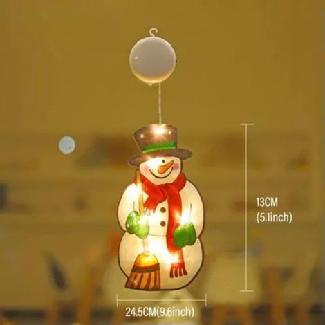 Guirlande Lumineuse De Noël - Ventouse Pour Fenêtre - Bonhomme De Neige À Led - Fonctionne Sur Piles - Décoration Intérieure (1/5)