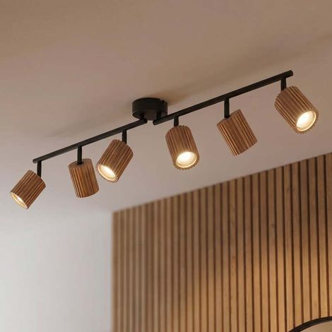 [GEBRAUCHT] B-Ware Lindby Deckenstrahler Stralino 6-flammig LED Deckenlampe dimmbar Holz schwarz (1/2)